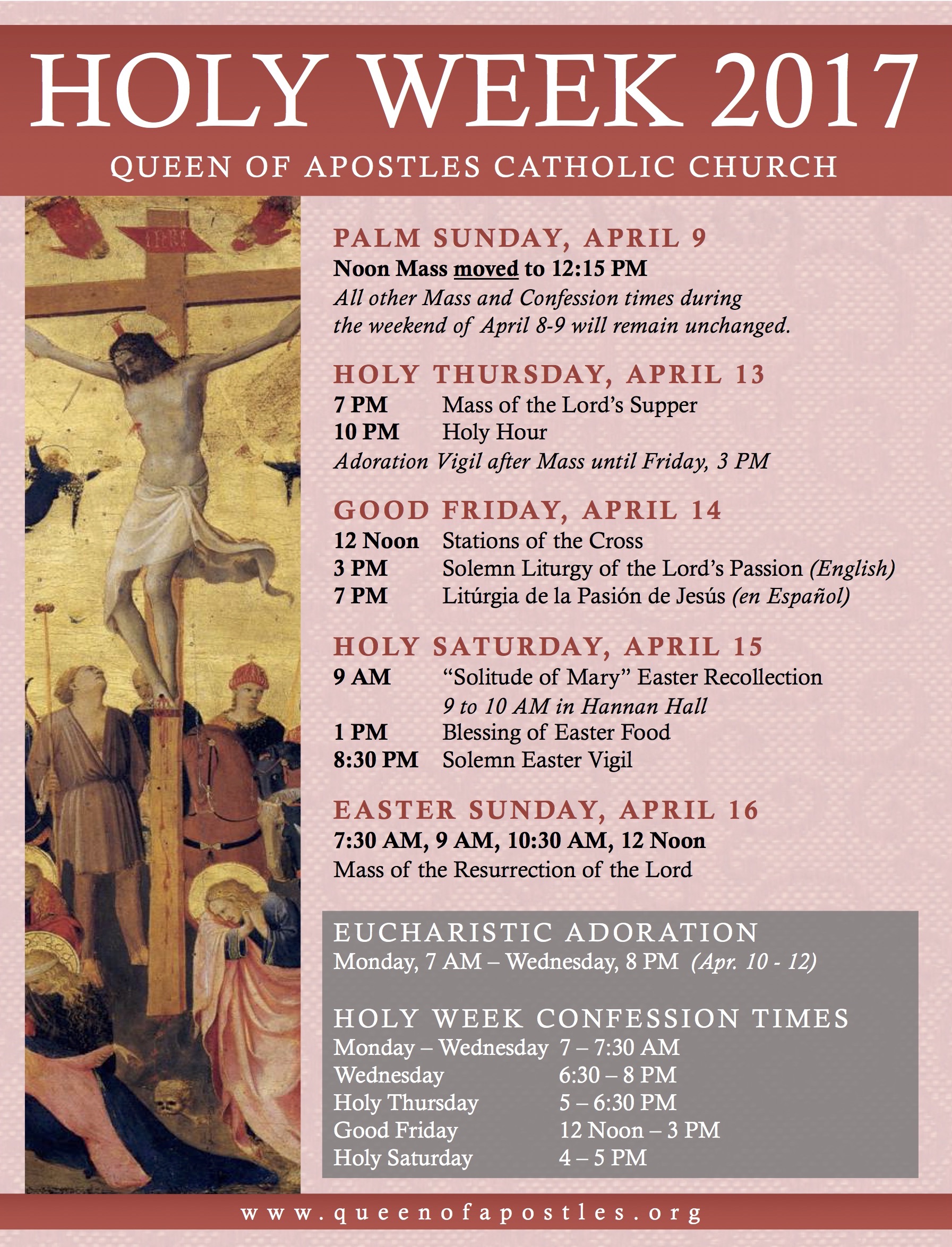 Holy Week 17 Schedule_Insert - Queen of Apostles Parish